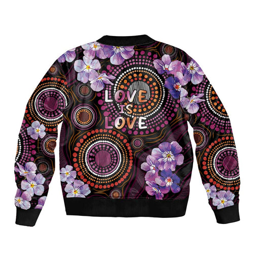 Australia First Nation LGBT - Lesbian Week Sleeve Zip Bomber Jacket Sapphic Violet - Love Is Love - Aussie Hoodie