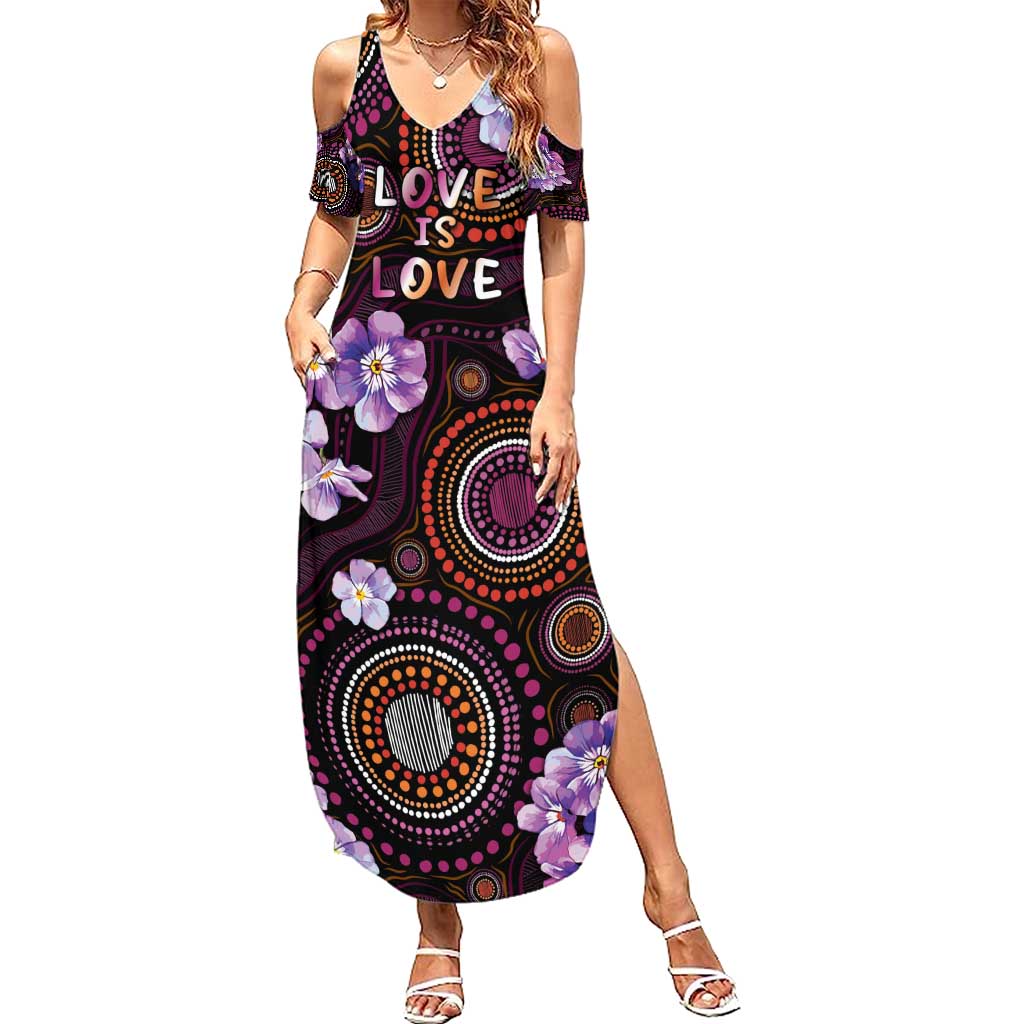 Australia First Nation LGBT - Lesbian Week Summer Maxi Dress Sapphic Violet - Love Is Love - Aussie Hoodie