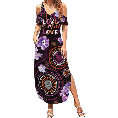 Australia First Nation LGBT - Lesbian Week Summer Maxi Dress Sapphic Violet - Love Is Love - Aussie Hoodie