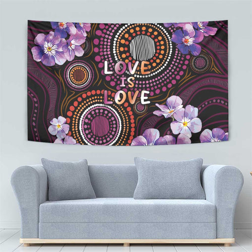 Australia First Nation LGBT - Lesbian Week Tapestry Sapphic Violet - Love Is Love - Aussie Hoodie
