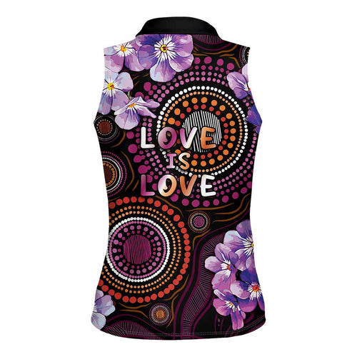 Australia First Nation LGBT - Lesbian Week Women Sleeveless Polo Shirt Sapphic Violet - Love Is Love - Aussie Hoodie