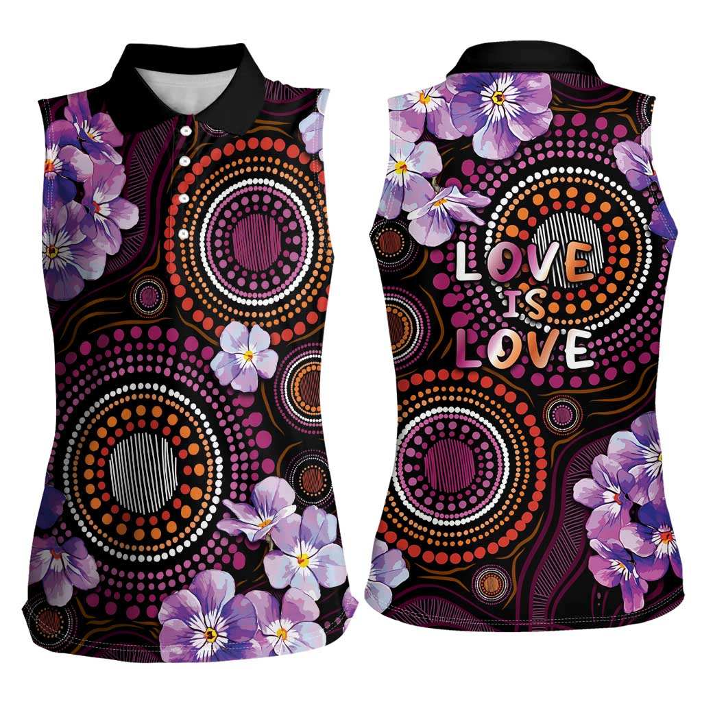 Australia First Nation LGBT - Lesbian Week Women Sleeveless Polo Shirt Sapphic Violet - Love Is Love - Aussie Hoodie