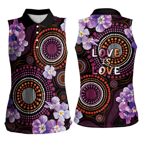 Australia First Nation LGBT - Lesbian Week Women Sleeveless Polo Shirt Sapphic Violet - Love Is Love - Aussie Hoodie