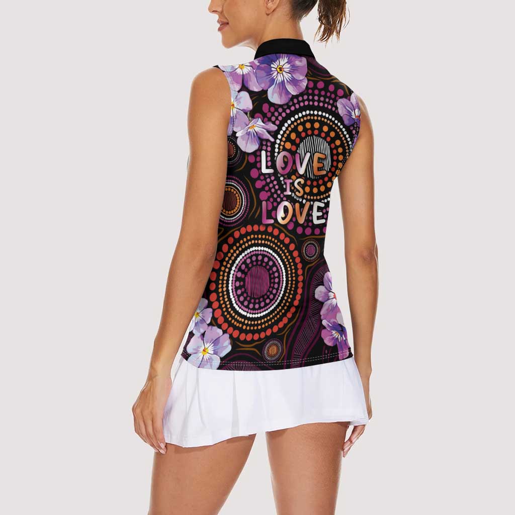 Australia First Nation LGBT - Lesbian Week Women Sleeveless Polo Shirt Sapphic Violet - Love Is Love - Aussie Hoodie