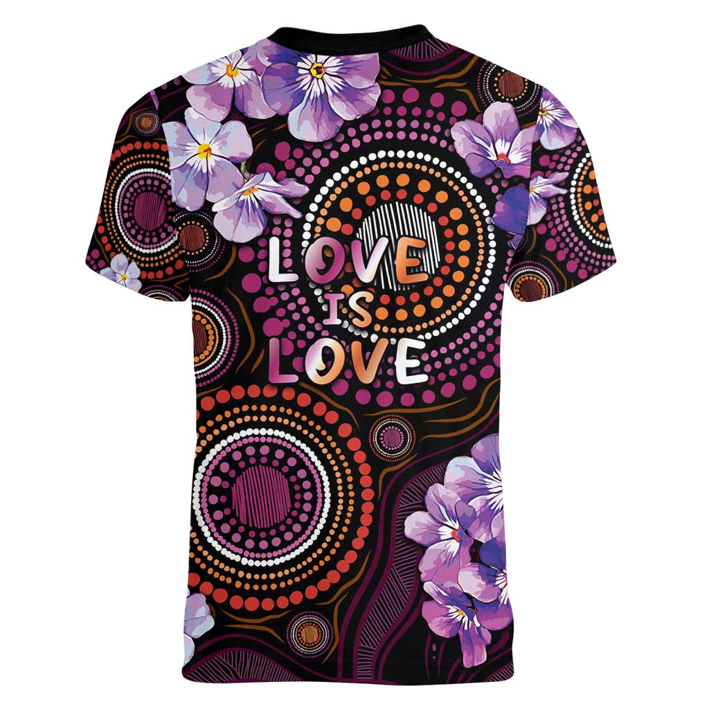 Australia First Nation LGBT - Lesbian Week Women V-Neck T-Shirt Sapphic Violet - Love Is Love - Aussie Hoodie