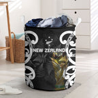 New Zealand WC2026 Black Laundry Basket Silver Fern