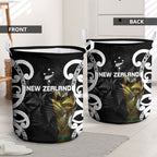 New Zealand WC2026 Black Laundry Basket Silver Fern