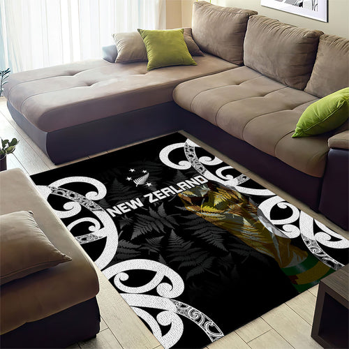 New Zealand WC2026 Black Area Rug Silver Fern