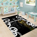 New Zealand WC2026 Black Area Rug Silver Fern