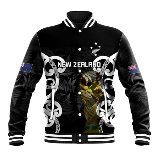 New Zealand WC2026 Custom Black Baseball Jacket Silver Fern