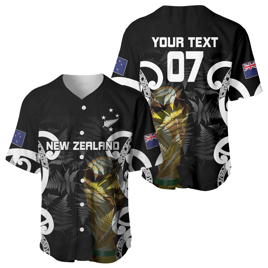 New Zealand WC2026 Custom Black Baseball Jersey Silver Fern