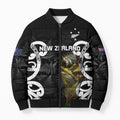 New Zealand WC2026 Custom Black Bomber Puffer Jacket Silver Fern