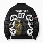 New Zealand WC2026 Custom Black Bomber Puffer Jacket Silver Fern