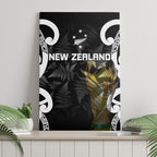 New Zealand WC2026 Black Canvas Wall Art Silver Fern