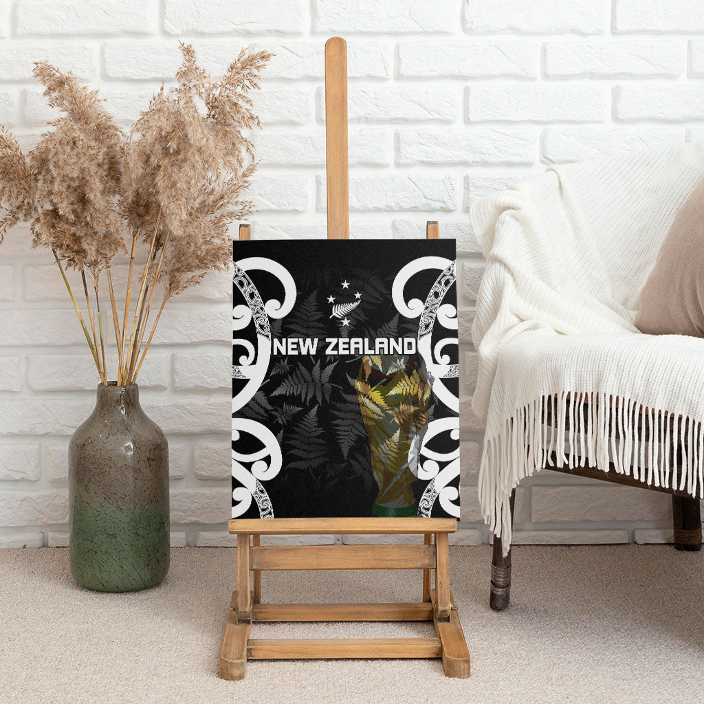 New Zealand WC2026 Black Canvas Wall Art Silver Fern