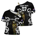 New Zealand WC2026 Custom Black Cross Shoulder Shirt Silver Fern