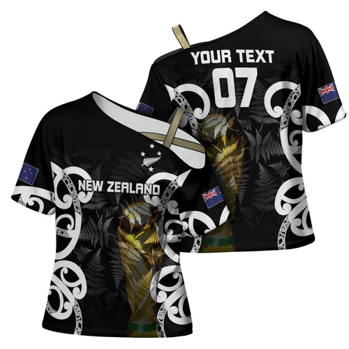 New Zealand WC2026 Custom Black Cross Shoulder Shirt Silver Fern