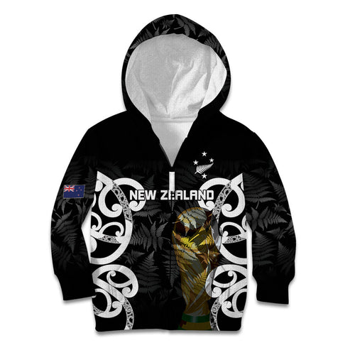 New Zealand WC2026 Custom Black Kid Hoodie Silver Fern
