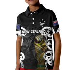 New Zealand WC2026 Custom Black Kid Polo Shirt Silver Fern