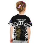 New Zealand WC2026 Custom Black Kid T Shirt Silver Fern