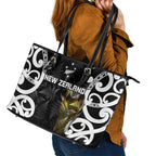 New Zealand WC2026 Black Leather Tote Bag Silver Fern