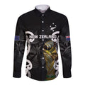 New Zealand WC2026 Custom Black Long Sleeve Button Shirt Silver Fern