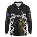 New Zealand WC2026 Custom Black Long Sleeve Polo Shirt Silver Fern