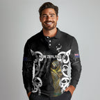 New Zealand WC2026 Custom Black Long Sleeve Polo Shirt Silver Fern