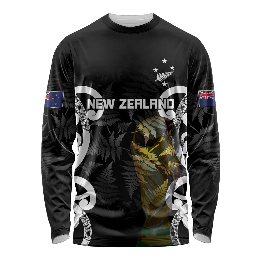 New Zealand WC2026 Custom Black Long Sleeve Shirt Silver Fern