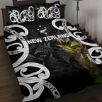 New Zealand WC2026 Black Quilt Bed Set Silver Fern
