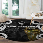 New Zealand WC2026 Black Round Carpet Silver Fern