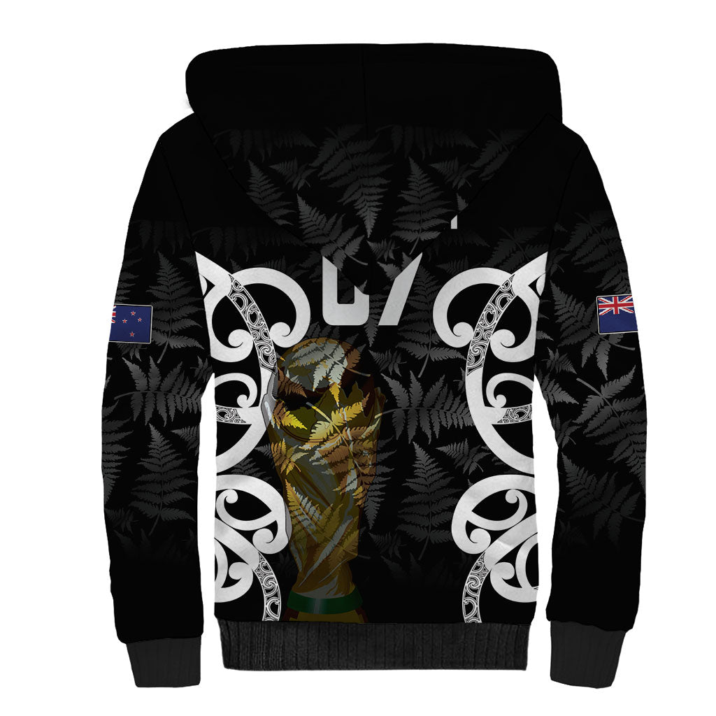 New Zealand WC2026 Custom Black Sherpa Hoodie Silver Fern