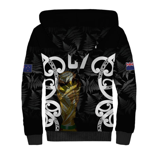 New Zealand WC2026 Custom Black Sherpa Hoodie Silver Fern