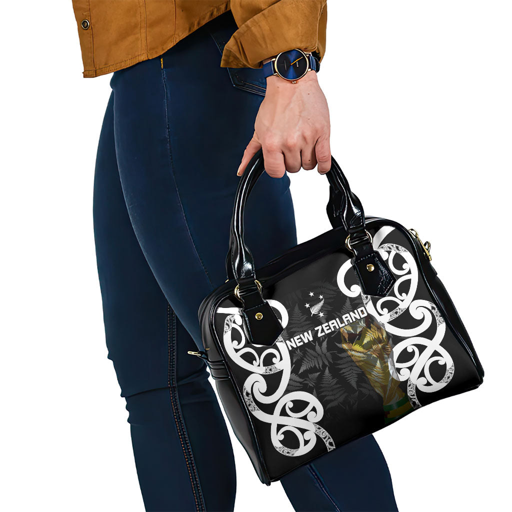 New Zealand WC2026 Black Shoulder Handbag Silver Fern