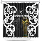 New Zealand WC2026 Black Shower Curtain Silver Fern