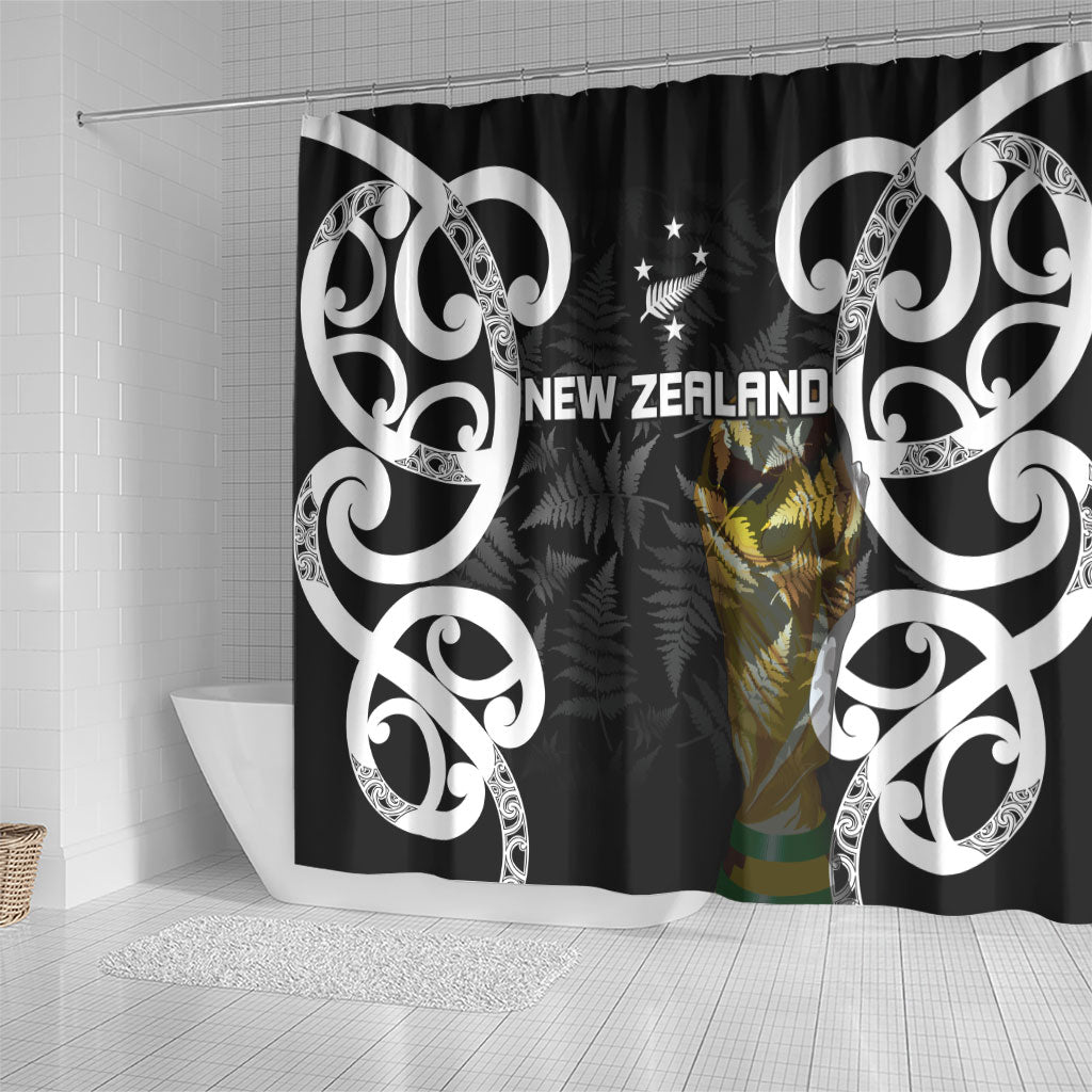 New Zealand WC2026 Black Shower Curtain Silver Fern