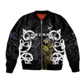New Zealand WC2026 Custom Black Sleeve Zip Bomber Jacket Silver Fern