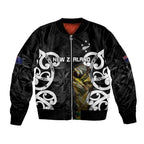 New Zealand WC2026 Custom Black Sleeve Zip Bomber Jacket Silver Fern