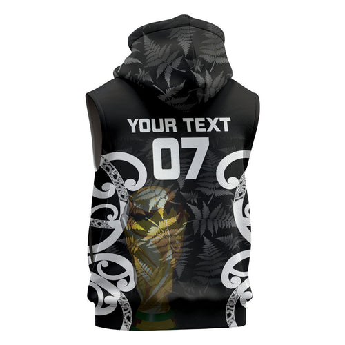 New Zealand WC2026 Custom Black Sleeveless Hoodie Silver Fern
