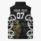 New Zealand WC2026 Custom Black Sleeveless Puffer Jacket Silver Fern