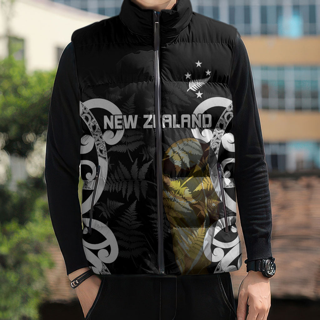 New Zealand WC2026 Custom Black Sleeveless Puffer Jacket Silver Fern