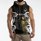 New Zealand WC2026 Custom Black Sleeveless Zip Hoodie Silver Fern
