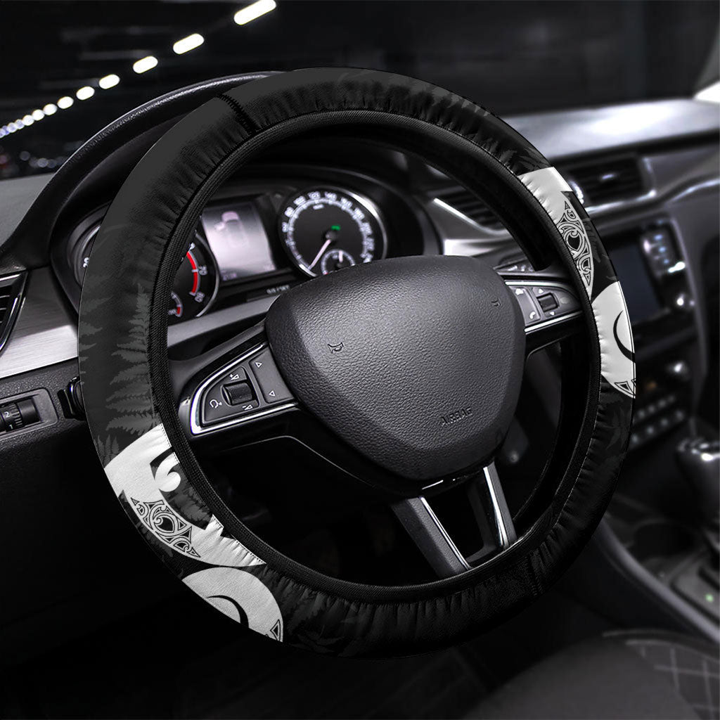 New Zealand WC2026 Black Steering Wheel Cover Silver Fern
