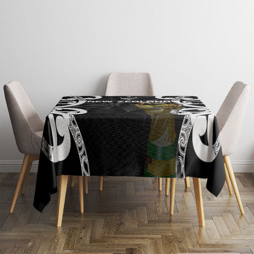 New Zealand WC2026 Black Tablecloth Silver Fern