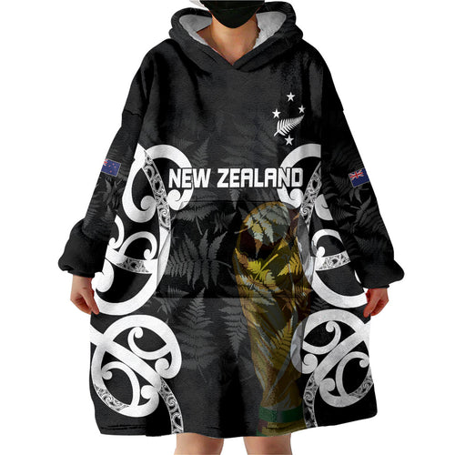 New Zealand WC2026 Custom Black Wearable Blanket Hoodie Silver Fern