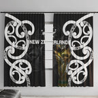 New Zealand WC2026 Black Window Curtain Silver Fern