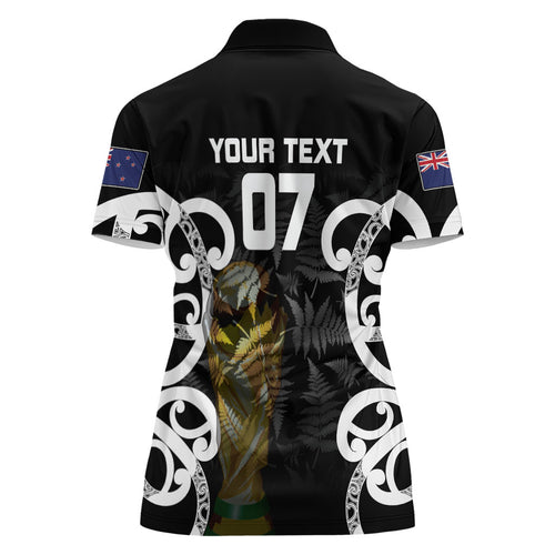 New Zealand WC2026 Custom Black Women Polo Shirt Silver Fern