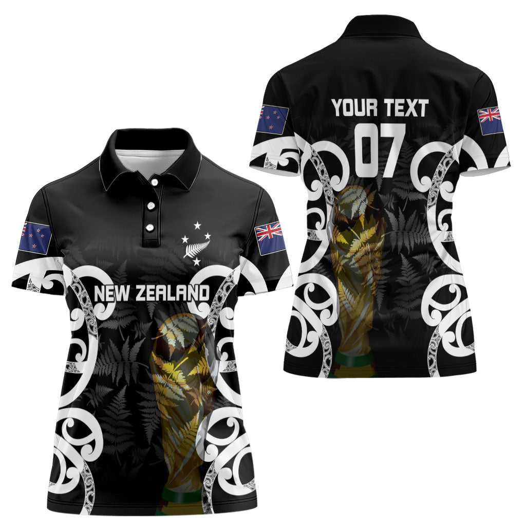 New Zealand WC2026 Custom Black Women Polo Shirt Silver Fern