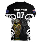 New Zealand WC2026 Custom Black Women V-Neck T-Shirt Silver Fern