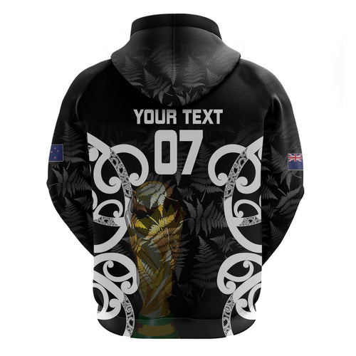New Zealand WC2026 Custom Black Zip Hoodie Silver Fern